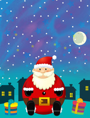 Christmas happy scene with santa claus - illustration for children