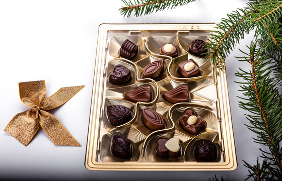 Belgian Chocolate Pralines With Christmas Tree