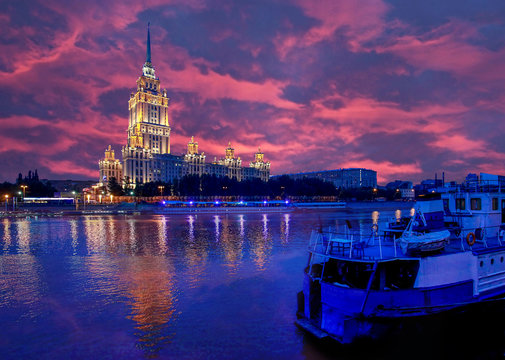 Panorama of  Moscow include Stalin Vysotka ( skyscraper)