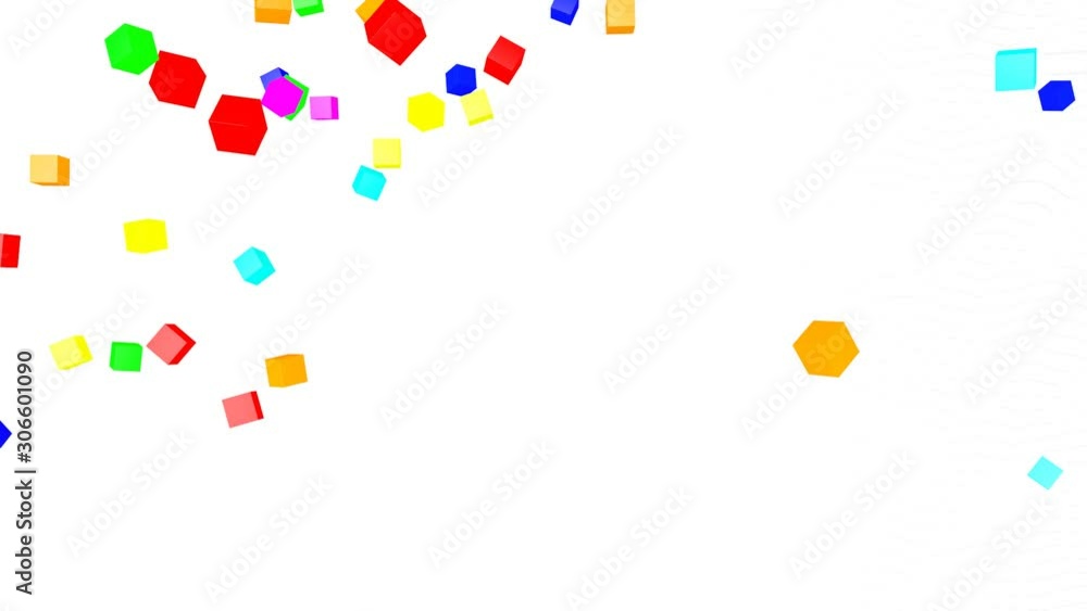 Aufkleber multicolored cubes falling on a white background. abstract animation. 3d render