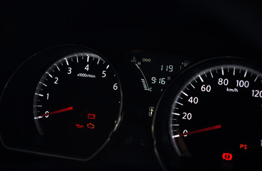 The sign and symbol on car dashboard