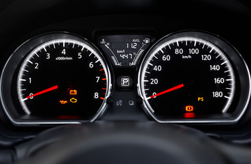 The sign and symbol on car dashboard