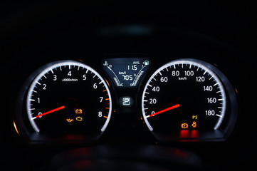 Fototapeta premium The sign and symbol on car dashboard