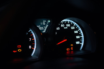 The sign and symbol on car dashboard