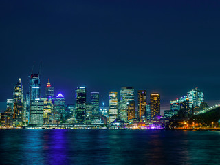 Beautiful view of Sydney city at night looking from Milsons Point in North Sydney, Australia  