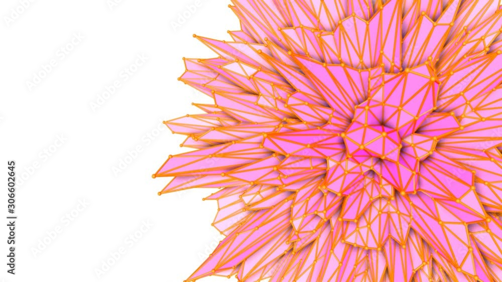 Poster low poly slow moving figure. abstract animation. 3d render