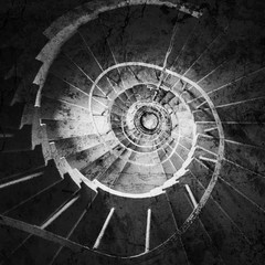 Spiral staircase in an old building.