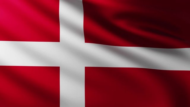 Large Flag of Denmark fullscreen background fluttering in the wind