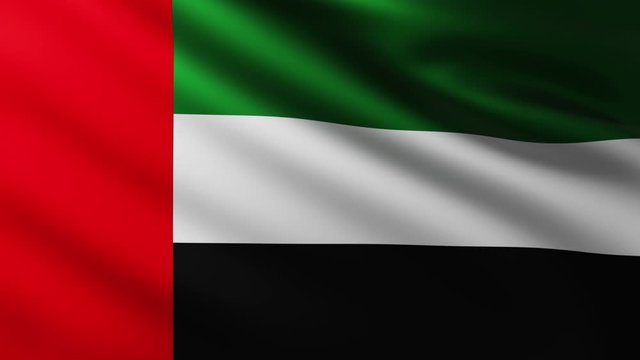 Large Flag of United Arab Emirates fullscreen background fluttering in the wind