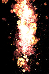 Fire ball explosion isolated on black background