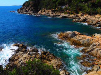 Landscape of the Cala Banys beach in Lloret de Mar, Costa Brava - Girona, Spain