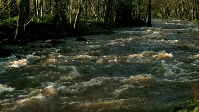 River Esk, North Yorkshire in full flood. Multiple footage sequences