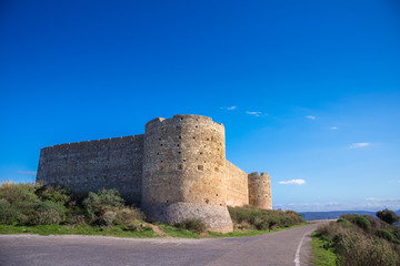 Fototapeta na wymiar Turkish medieval fortress at Ancient Aptera in Chania, Crete, Greece.