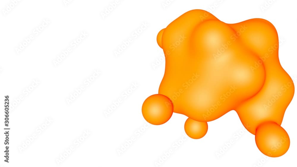 Poster orange spheres merge and scatter into an abstract figure. abstract animated background. 3d render