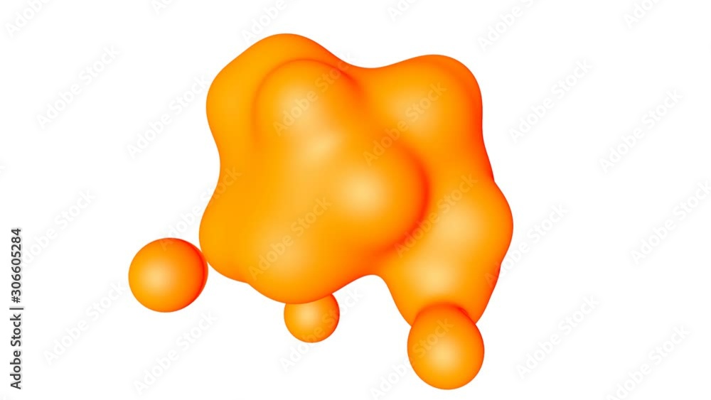 Poster orange spheres merge and scatter into an abstract figure. abstract animated background. 3d render