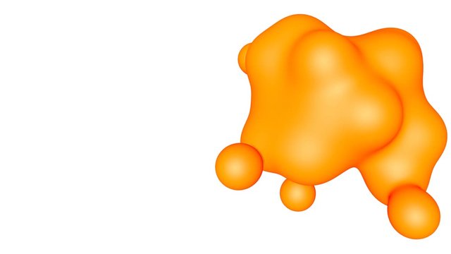 orange spheres merge and scatter into an abstract figure. Abstract animated background. 3d render