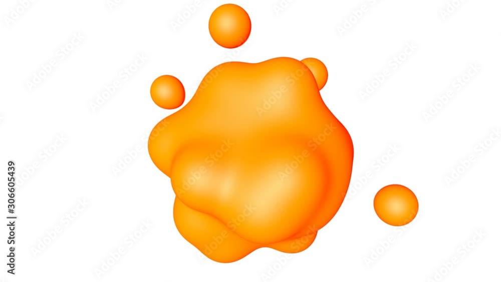Aufkleber orange spheres merge and scatter into an abstract figure. abstract animated background. 3d render