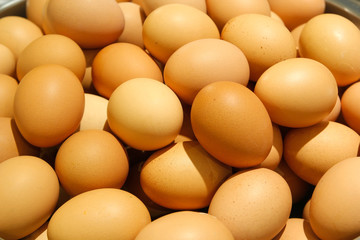 soft boiled egg in a bowl on buffet line