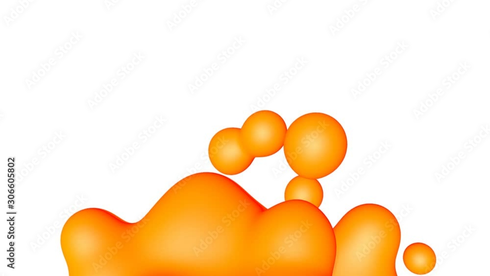 Poster orange spheres merge and scatter into an abstract figure. abstract animated background. 3d render
