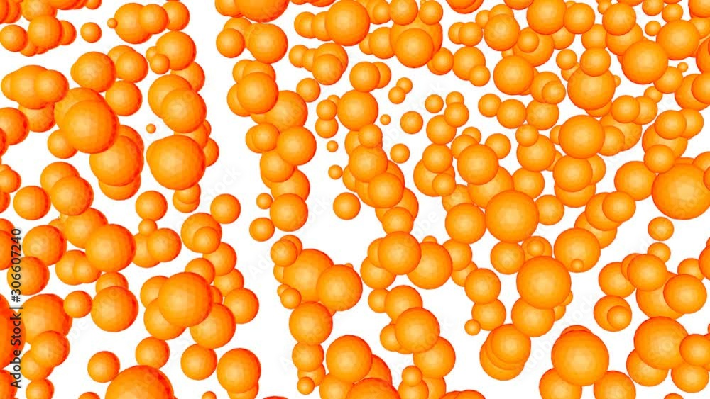 Aufkleber background of moving orange spheres. abstract animation. 3d render