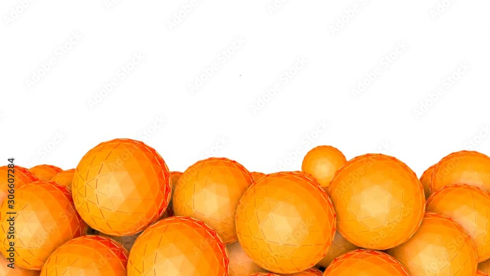 Poster fill the screen with orange spheres. abstract animation. 3d render