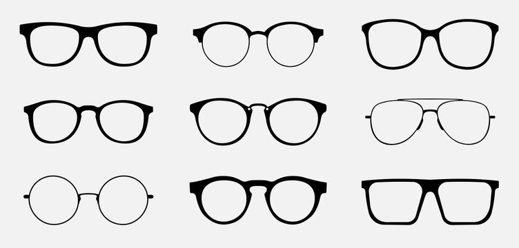 Glasses icon concept. Glasses icon set. Vector graphics isolated on white background.