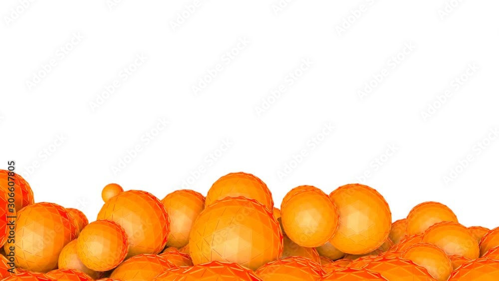 Poster fill the screen with orange spheres. abstract animation. 3d render