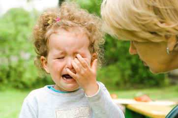 offend the child. children's tears, moods. resentment. comfort, feel sorry for the baby.  crying,...