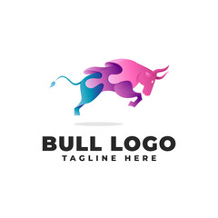 Bull Gradient Modern Logo Vector Icon Illustration