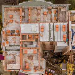 New multi-storey apartment buildings in the city, top view