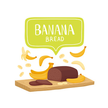 Banana bread. Homemade banana bread. Vector illustration