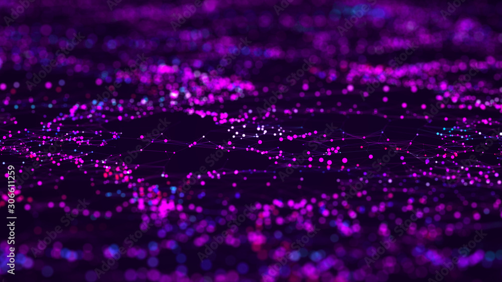 Poster Abstract technology background. Artificial intelligence. Science background. Big data visualization. 3D rendering.