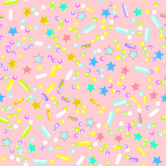 Sprinkle Cupcake Donut Topping. Seamless Pattern 