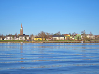 Beautiful seaside view of coastal town Raahe in Finland.