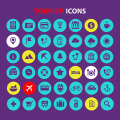 Tourism and Travel icon set, trendy flat icons
