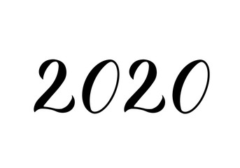 2020 Hand written vector numbers with brush. Calligraphy lettering for New Year isolated on white for Holidays greeting card, invitation, typography poster, banner, sign, flyer, sticker, etc.