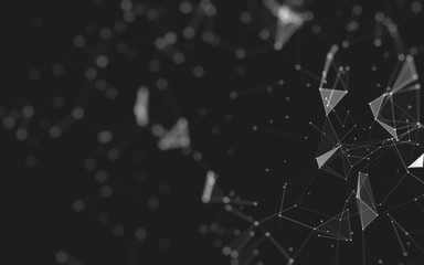 Abstract background. Molecules technology with polygonal shapes, connecting dots and lines. Connection structure. Big data visualization.