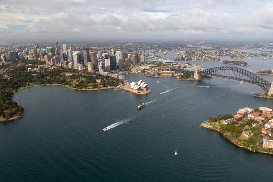 Sydney harbour and city aerial