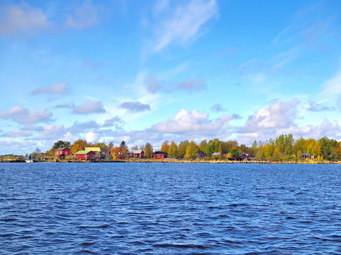 Small fisherman village by the sea in Pietarsaari, Finland