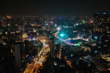 Vietnam Ho Chi Minh night City view from the air