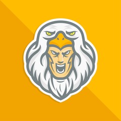 mascot logo, furious man with eagle hat vector 