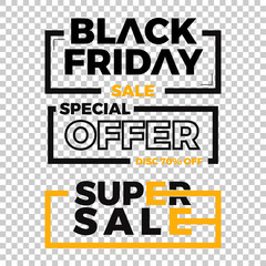 Obraz premium Black friday sale label sticker design. Sale design element for promotion