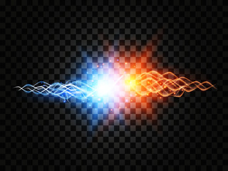 Fototapeta premium Lightnings clash. Vector abstract objects