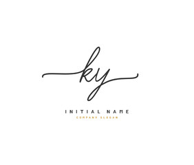 K Y KY Beauty vector initial logo, handwriting logo of initial signature, wedding, fashion, jewerly, boutique, floral and botanical with creative template for any company or business.