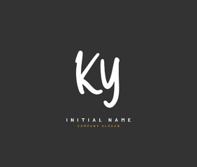 K Y KY Beauty vector initial logo, handwriting logo of initial signature, wedding, fashion, jewerly, boutique, floral and botanical with creative template for any company or business.