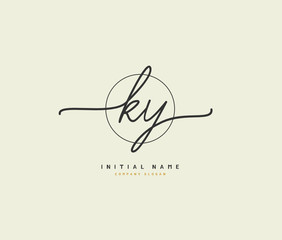 K Y KY Beauty vector initial logo, handwriting logo of initial signature, wedding, fashion, jewerly, boutique, floral and botanical with creative template for any company or business.