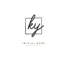 K Y KY Beauty vector initial logo, handwriting logo of initial signature, wedding, fashion, jewerly, boutique, floral and botanical with creative template for any company or business.