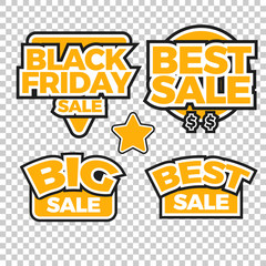 Black friday sale label sticker design. Sale design element for promotion