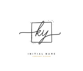 K Y KY Beauty vector initial logo, handwriting logo of initial signature, wedding, fashion, jewerly, boutique, floral and botanical with creative template for any company or business.