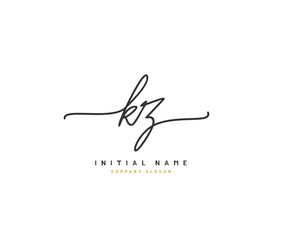 K Z KZ Beauty vector initial logo, handwriting logo of initial signature, wedding, fashion, jewerly, boutique, floral and botanical with creative template for any company or business.